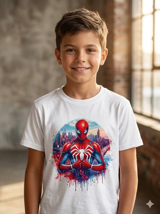 Other - PREMIUM DTF: Spidey "NYC Skyline" Watercolor Tee (Youth L)